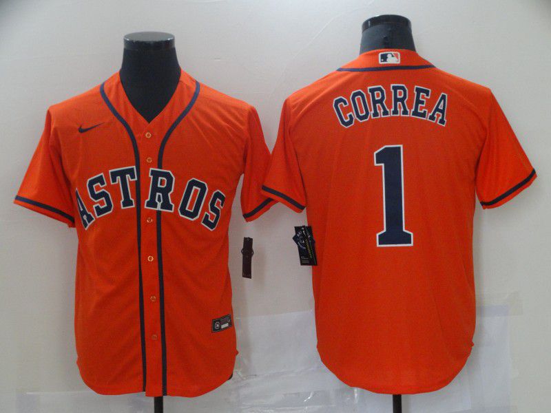Men Houston Astros #1 Correa Orange Nike Game 2021 MLB Jerseys->houston astros->MLB Jersey